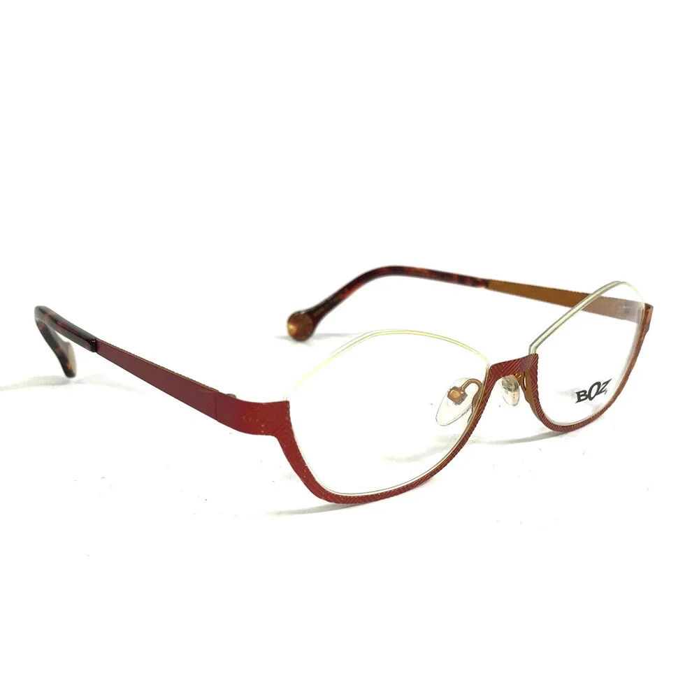 BOZ Eyeglasses Frames WORLD 3052 Red Orange Cat Eye Half Rim 52-17-140